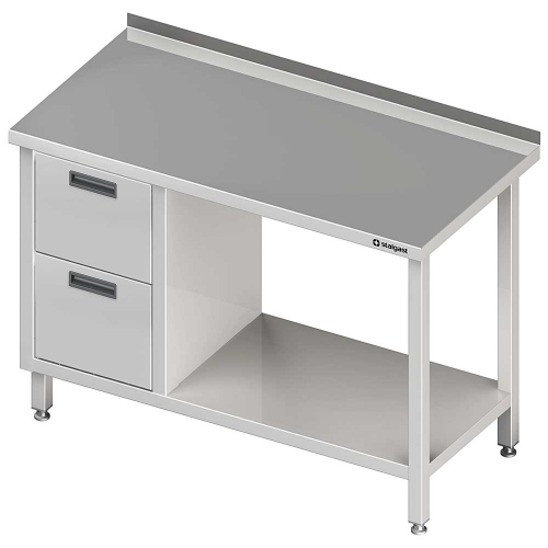  Stalgast - Stół przyścienny z blokiem dwóch szuflad (l),i półką 1200x600x850 mm - Centrum Wyposażenia Sklepów (1)