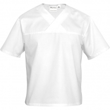 Bluza w serek biała krótki rękaw m unisex - Centrum Wyposażenia Sklepów