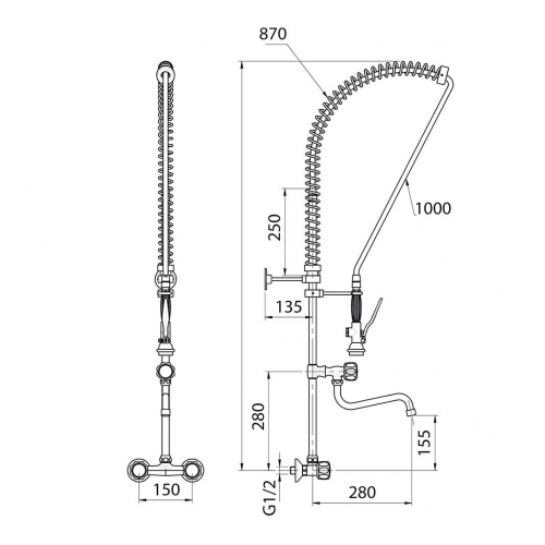  Stalgast - Napełniacz z wylewką dwu otworowy montowany do ściany - Centrum Wyposażenia Sklepów (2)